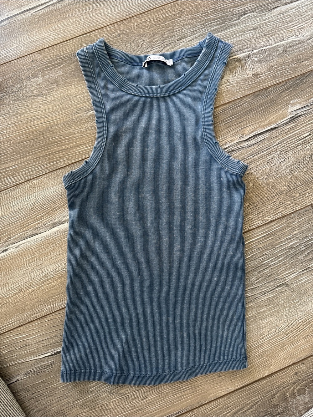 Zara women’s Ribbed Tank Top - Slate Blue